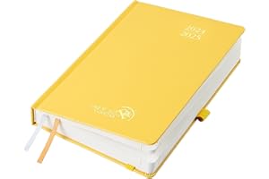 POPRUN Kalendarz 2024 2025 A5 Dzienny Książkowy 21,5 x 14,5 cm, 12 Miesięcy od Sierp 2024 r. do lipca 2025 r, Twarda oprawa, Kieszeń Wewnętrzna, Papier z Certyfikatem FSC® 80 GSM - Bladożółty