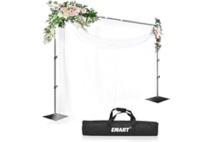 EMART Supporto per Fotografie Fondali Pesanti, 2,6x3 m Sistema Supporti per Sfondi Regolabile con Base in Acciaio Fotografia per Fotografici per Feste, Compleanni - Nero