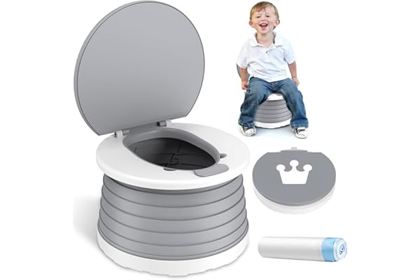 Pot de Voyage Enfants Pliable et Portable, Pot Bébé et Toilette Enfant pour Voyage, Voiture et Camping, WC Enfant Léger et Pratique, Siège d’Apprentissage pour Enfants 1–3 Ans avec 15 Sacs Jetables