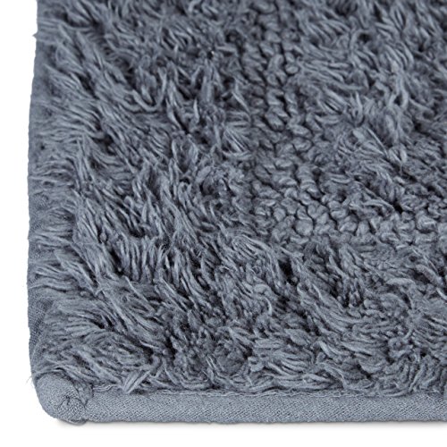 Relaxdays Badteppich Grau BENNY 100% Baumwolle, maritim, Badvorleger und Badläufer, 50 x 70 cm, waschbar, Teppich, anthrazit - 4