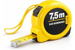 Måttband 7,5 meter med hållare – robust måttband & bandmått för exakt mätning med lås – rullbandmätare & måttband med upprullningssystem (7,5m)