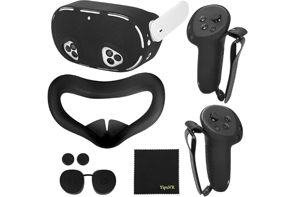 YipuVR Kit de Protection en Silicone pour Meta Quest 3S - Accessoires VR avec Coque et Housse pour Console et Poignée