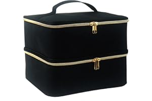 Meichoon Organizer na lakier do paznokci, 2 warstwy, etui do przechowywania, z regulowaną przegródką na butelki, 30 butelek lampy żelowej i narzędzi do manicure, duża torba na przybory do makijażu,