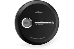 Oneconcept CDC 100MP3 Black Edition - Discman, Lector CD, Reproductor de CD, CD-R, CD-RW y CD MP3, Protección antichoque, Display LCD, Puerto USB, Portátil con Pilas, Autonomía 8 h, Negro