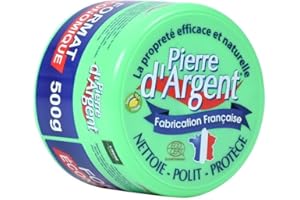 Liseré Vert Nouvelle formule Pierre d'Argent format économique 500g éponge incluse, nettoyant ménager certifié ECOCERT fabriqué en France