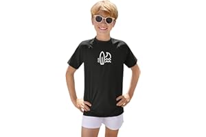 BesserBay Boy's Crew Neck Short Sleeve Rash Vest UPF 50+ Swimming Shirts Kids 5-14 Years
