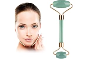 SRUIDYLADY Rouleau de massage pour le visage, les yeux, le cou, outils de soins de la peau, outil de massage pour le visage, cadeau pour homme et femme (vert jade)