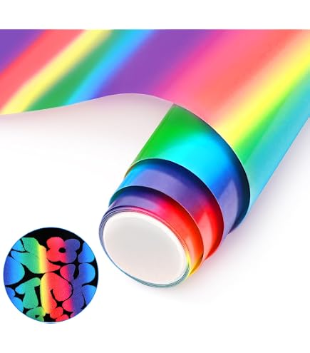 HTVRONT Wärmetransfer-Vinyl Farbverlauf – 30,5x25,4 Cm, 10 Farben, Für T-Shirts & Basteln, Mit Teflonfolie