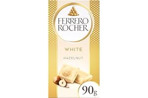 Ferrero Rocher White Chocolate Bar, Movie Night Snacks, Chocolate Gift with Crunchy Whole Hazelnut and Cocoa Filling, 90g