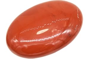 June&Ann Natural Red Jasper Palm Stones, Healing Gemstone Therapy Worry Crystal Stones for Meditation Chakra Balancing Collection, Oval Shape