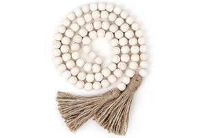 VONGLYHOO Wood Bead Garland, 60inch Natural Wood, Jute, Round, 1 Pack, Decorative Home Accessories, Rustic Country Decor, Wall Hanging Decoration