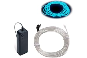 Balabaxer EL Wire Ice Blue, 16.4ft/5M Neon Lights Noise Reduction Portable Neon Glowing Strobing Electroluminescent Wire for Parties, Halloween, DIY Decoration