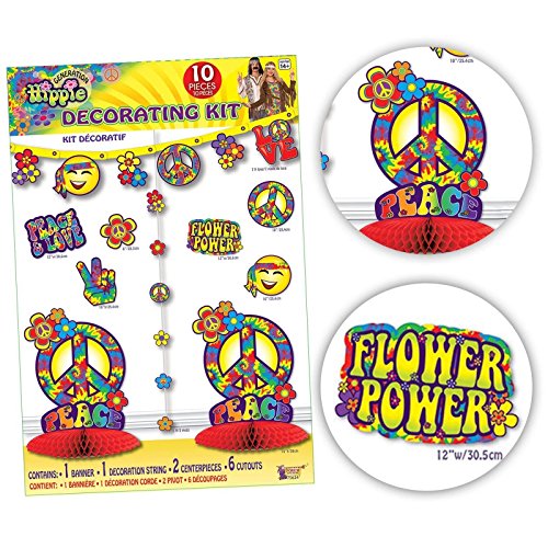Hippie-Dekoration 70er 60er Party-Kit, 10 Stück - 4