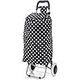 SG Traders 51L Lightweight Shopping Trolley on Wheels Combines Functionality and Style Provides Smooth Convenient Grocery Cart Equipped Trolley Bag, Effortless Shopping Experience - Black Polka Dots