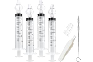 Aolso Irrigatore Nasale, 4 Pezzi 10 ml Dispositivo di Risciacquo per Lavaggio Cavo Nasale con Fermanaso e Spazzola di Paglia, Lavaggio Nasale per Neonati e Bambini, Sicuro per il Naso