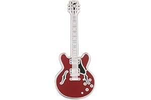 PICK GEEK Guitar Enamel Pin Badge by Geepins | Stunning Miniature 335 Brooch | 52 mm Length | Wear on Backpack, Shirt, Jacket, Lapel, Hat, or Tie | Presented in Stunning Guitar Case Box | a Great Gift