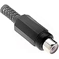 In Line Phono Socket, Black - Pack Of 10, RCA Panel Female Adapter Nickel Plated Connector, For Amplifier Audio Terminal Plug
