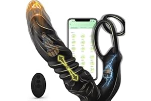 ONETOP1 Control APP Hombres Masaje de próstata Masaje de próstata Masaje de próstata con doble anillo de cola de silicona Plug anal Dild Vibradores moldeados Juguetes sexuales anales para adultos para parejas