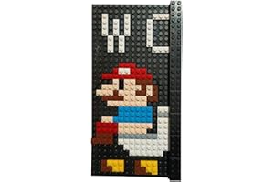 SWTGAAH Super Mario - Placa de inodoro con diseño de bloque de construcción para el número de casa, montaje creativo, doble cara, doble cara, para inodoro para hombre y mujer