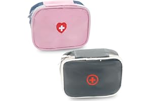 MIHURO 2 Stück Medizin Tasche,Oxford Gewebe Medizintasche,Bequeme Reise Medizin Tasche für Notfälle,Tragbarer Klein Medizinhalter,Leere Reiseapotheke,Square Organizer für Reisen, Zuhause, Schule