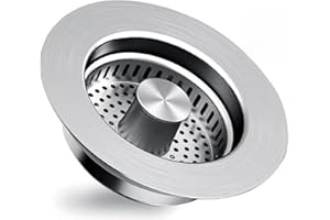 ViWaVee Zatyczka do umywalki Pop-Up, korek odpływowy, korek do umywalki, sitko odpływowe ze stali nierdzewnej 304, otwór 72-87 mm, głębokość > 40 mm.