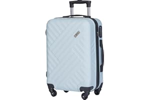 Xonic Design Boardcase Reisekoffer - Hartschalen-Koffer mit 360° Leichtlauf-Rollen - hochwertiger Kabinen-Trolley mit Zahlenschloss - Hand-Gepäck in 55x35x20cm ((Boardcase Pastell Eisblau, S))