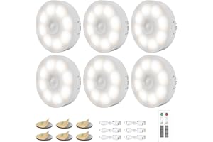 Electight 6 Pezzi Luce a Induzione Interna [con Telecomando], Luce Notturna LED Ricaricabile USB con Sensore di Movimento, Luminosità/Colore Regolabili, Camera da letto, Armadietto, Corridoi, Scale