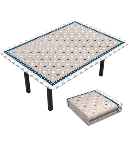SmoothNovelty Lot De 3 Housses De Table De Pique-nique Rectangulaires Imperméables Avec élastique Pour Tables De 182,9 X 76,2 Cm – Pour Pique- Nique, Camping, Terrasse (bleu Marine Et Blanc