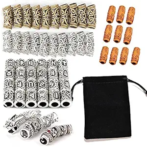 Piaopiaoniu 57 Pcs/Kit Norse Vikings Beads Hair Tube Beads Dreadlocks For Beards Hair Paracord Pendants & Bracelets Diy