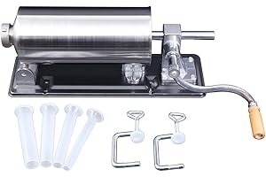 TRY-YEAN 4,8L Insaccatrice per Salsicce Macchina in Acciaio Inossidabile, Insaccatrice Manuale per Uso Domestico, 4 Tubi di Riempimento 11mm 16mm 20mm 28mm, Fissaggio al Piano di Lavoro Solido e Regol