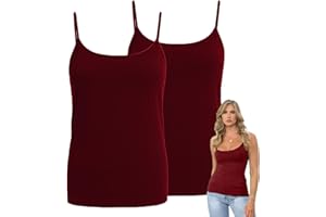 Hamishkane® Womens Plain Bodycon Cami Strappy Sleeveless Tank Tops, Pack of 2 Slim Fitted Scoop Neck Vest Tops Women UK, Stretchy Gym Wear, Casual Summer Ladies Cami Top