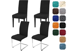 Yugarlibi Pokrowce na krzesła, zestaw 4 sztuk, elastyczne, zdejmowane, do kuchni, restauracji, hotelu, bankietu, na wesele (czarne, 4 sztuki)