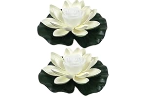 Yeehliny Floating Lotus Lights, LED Waterproof Solar Water Lilies Floating Solar Lights Lotus Flower Night Lamp Lotus Leaf Pond Light for Pool Pond Garden Decoration (18 cm, 2 Pieces, White)