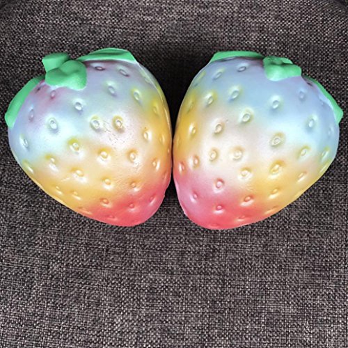Mobile Phone Charms Soft Toys, Bestow 1PC Rainbow Strawberry Slow Rising Squishy Super Jumbo Scented Stress Relief Toys For Kids And Adults (Multicolor)