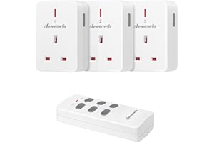 DEWENWILS Remote Control Plug Socket, 13A/3120W Heavy Duty Wireless Light Switch, 30m/100ft Long Range, Programmable for Bedroom, Garbage, 3 Pack Sockets and 1 Remote