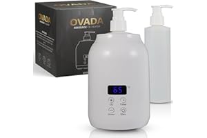 OVADA Chauffe-huile de Massage | Bouteille en Plastique Externe (2x) | Pour l'huile de massage et les huiles essentielles | Température Téglable (30-65 degrés) | Massage bien-être | Chauffe Elégant (Blanc)