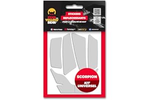 FEAR THE YELLOW BEAR YELLOW BEAR Fear The Yellow Bear© Easy Replica Kit Universel Scorpion Exo™, Kit 6 Stickers réfléchissants REPOSITIONNABLES, pour Casque Moto, 3M™ Technology
