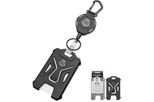 MNGARISTA Porte-badge rétractable, porte-clés mousqueton robuste, porte-carte d'identité tactique avec bobine de badge rétractable de 80 cm, noir