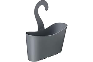 TATAY Portasapone per Doccia Multifunzione | Resiste Umidità | Installazione Senza Fori | Polipropilene | Cestello Doccia da Appendere Impilabile | Drenaggio e Pulizia Facili | 25 x 9 x 28 cm – Grigio