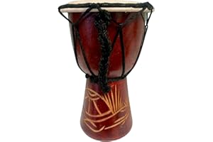 My Family House Wooden Djembe Drum - Multicoloured - Hand Carved Musical Instrument - 15 cm