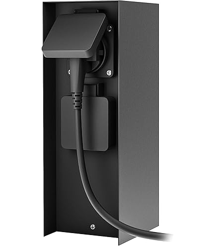 LED Universum - Buitenstopcontact ADAM, roestbruin met zwarte afdekkingen, 2 sleuven, roestvrij staal gepoedercoat, vast bedraad voor het aansluiten van tuingereedschap of verlichting, max. 3680 W