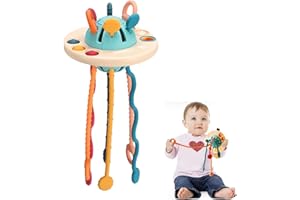 Goorder Jouet Sensoriel Bebe 1 an, Jouet Montessori Jeux de Corde à Tirer pour Bébé 12 Mois, Silicone Alimentaire Jouet Bebe de Motricité Fine Jouets d'activité Éducatif pour 1 2 3 Ans Fille Garçon