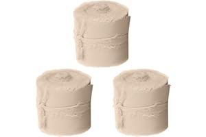 ZILZUFA Mousseline de Soie Cadeau Ruban Beige Crème - Ruban Arc de Mariage Tissu 15 m x 30 mm