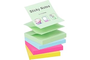 ‎ZCZN ZCZN Z-Notes Haftnotizen Sticky Selbstklebende Haftnotizzettel Klebezettel 4 Blöcke x 100 Blatt, 76 x 76 mm in 4 Farben (Hellgrün, Hellblau, Magenta, Gelb)