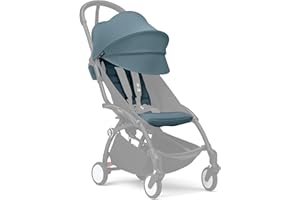 Stokke YOYO Pack couleur 6+ dès 6 mois, Aqua - Textiles uniquement : Coussin d’assise, capote extensible avec fenêtre et pochette arrière zippée - Requiert le châssis YOYO (vendu séparément)