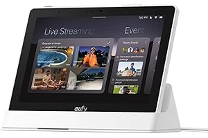 ‎EUFY SECURITY Eufy Smart Display, Smart Home Hub, 8-calowy panel sterowania, Kompatybilny z urządzeniami zabezpieczającymi Eufy, 4 widoki na 1 wyświetlaczu, Wiadomości w czasie rzeczywistym, Raporty dzienne