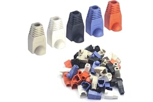 LEENUE RJ45 CAT6 Boot Cover 50 Pack RJ45 Boots Cover CAT5E CAT6 Cable Strain Relief Boots Mixed Color for Ethernet Network