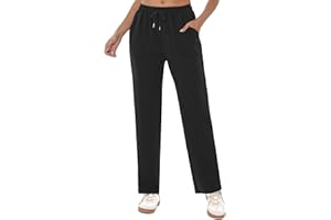 Crewhpo Womens Joggers Tracksuit Bottoms Drawstring Jogging Bottoms Straight Leg Sweatpants Lounge Pants Sports Trousers with Pockets
