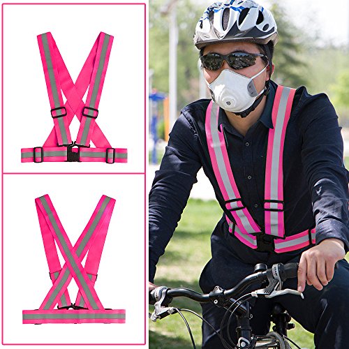 jtdeal Sicherheitsweste Hohe Sichtbarkeit Gurt reflektierend ELASTISCH verstellbar leicht für Laufen, Traben, Biking Radfahren, Laufen, Sport in Außen etc - 2