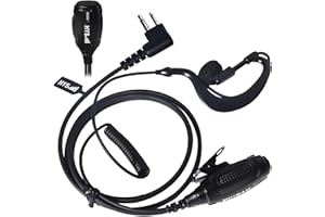 HYS Auricolare radio di sicurezza compatibile con Motorola CP040 DP1400 GP68 GP88 GP300 CT150 Pro1150 radio a 2 vie, a forma di G, PTT con microfono (G-1)
